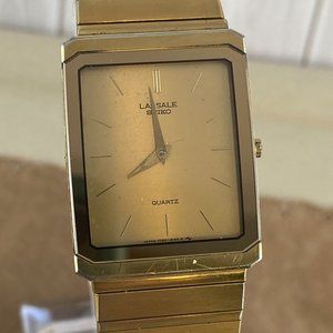 Vintage Unisex 18 Karat Heavy Gold Plated Lassale by Seiko luxury Watch